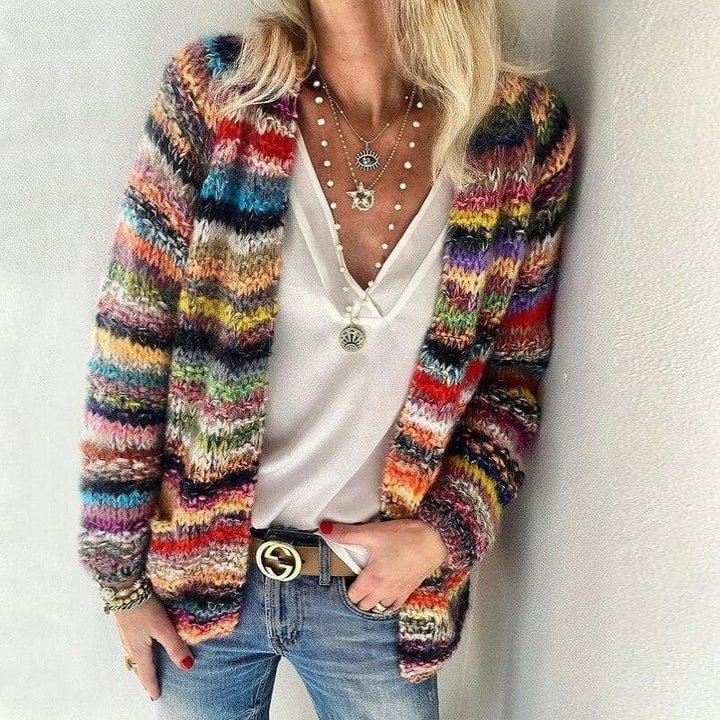 Wara - Cardigan chaud multicolore pour femme