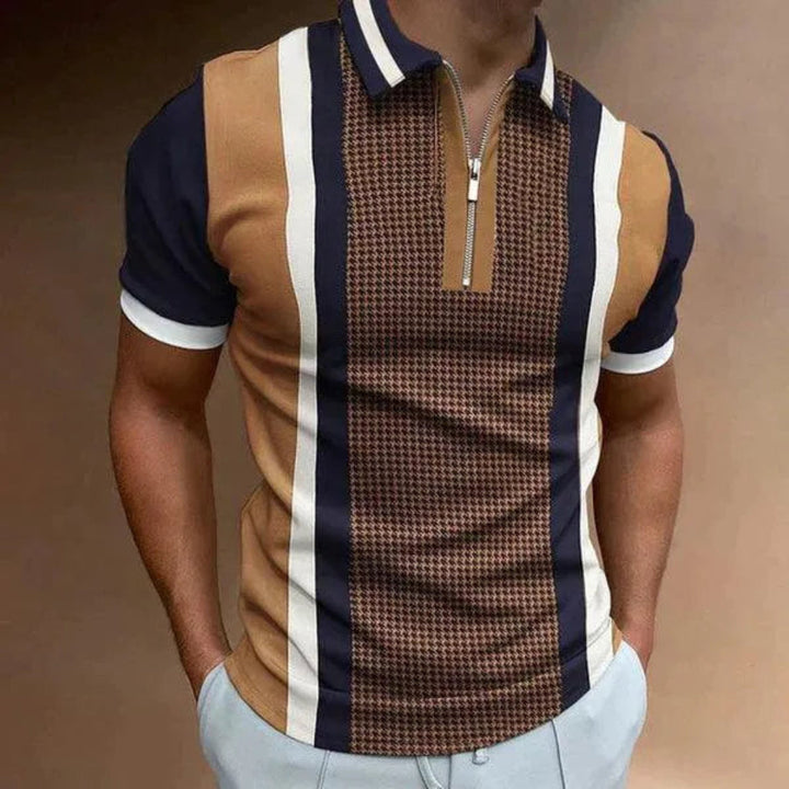Polo zippé à rayures rétro pour homme