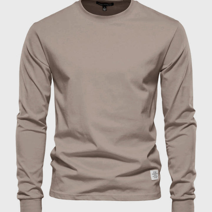 Chemise homme en coton à manches longues et col rond
