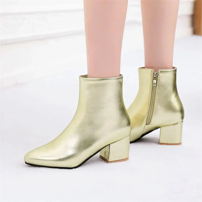 Bottines argentées élégantes pour femmes