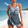 Robe de bain tankini froncée à imprimé aztèque pour femmes