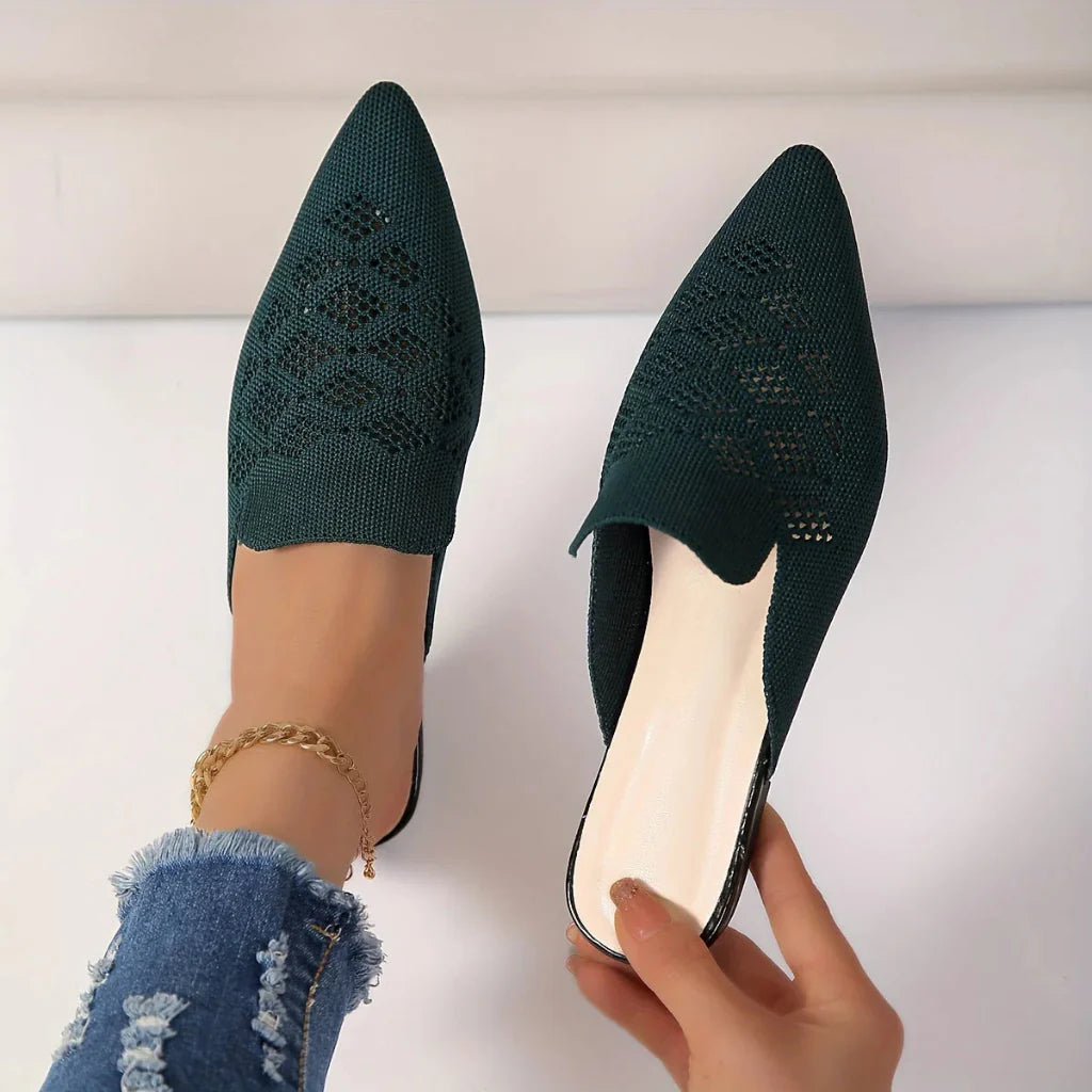 Mules plates tricotées pour femmes