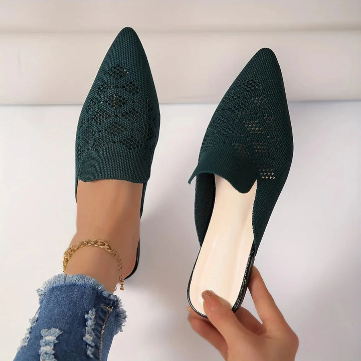 Mules plates tricotées pour femmes