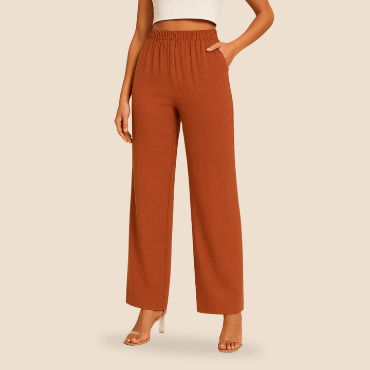 Pantalon droit pour femme avec taille élastique