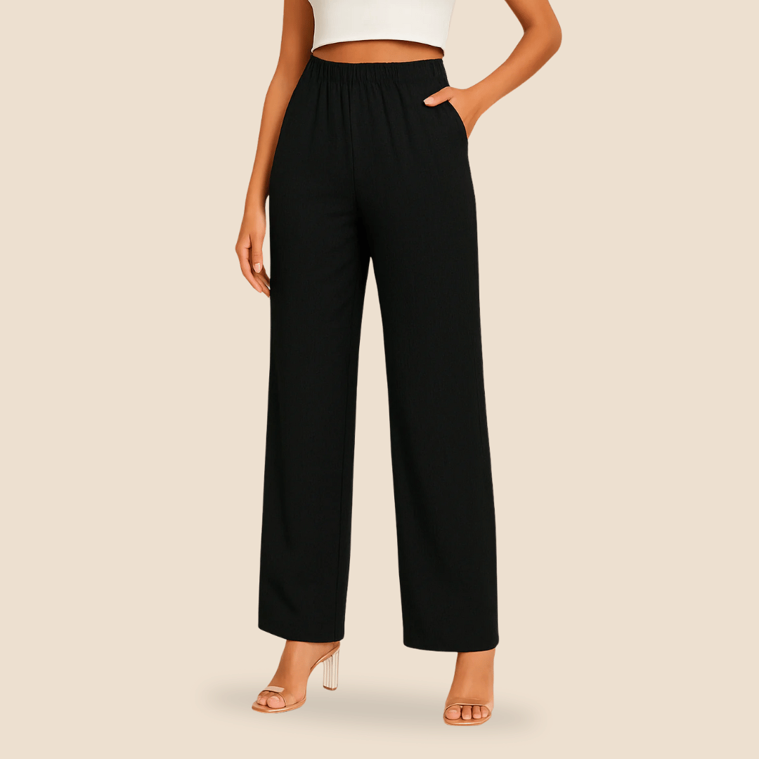 Pantalon droit pour femme avec taille élastique