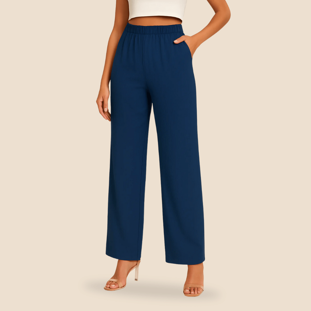 Pantalon droit pour femme avec taille élastique