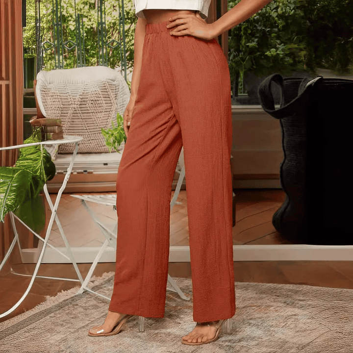 Pantalon droit pour femme avec taille élastique