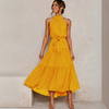 Robe midi ajustée et évasée à pois