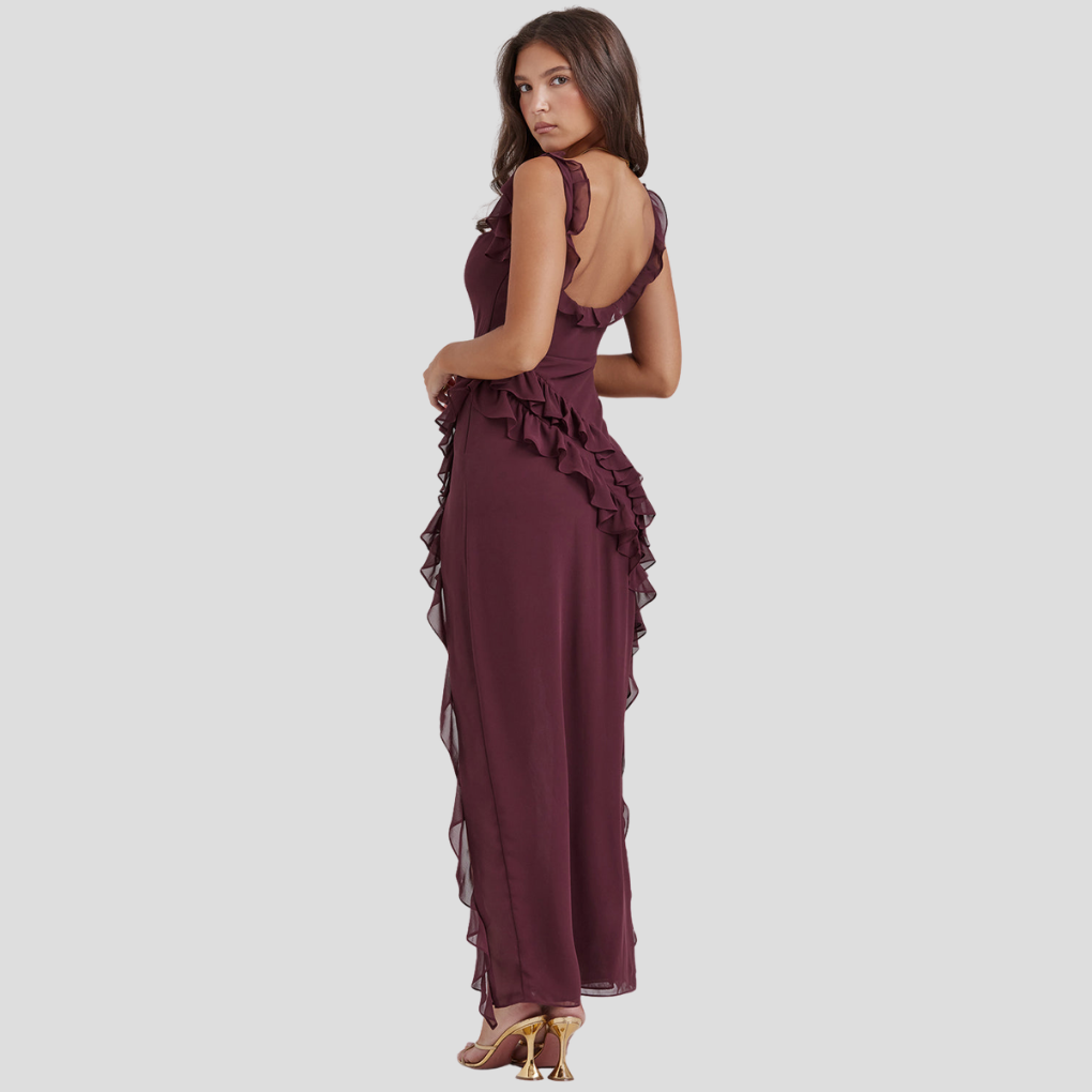 Robe Melantha à bretelles réglables et détails volantés