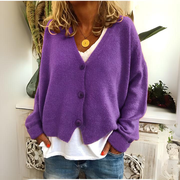 Cardigan en tricot doux coupe décontractée pour femme