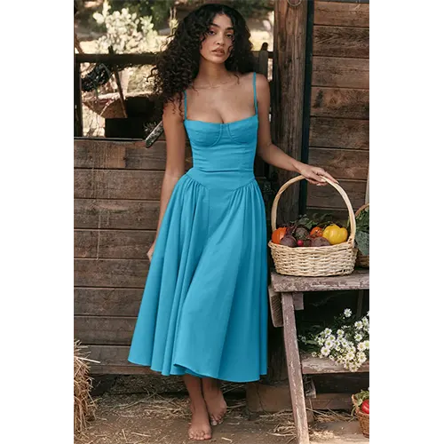 Robe Corset Élégante Midi pour Femme