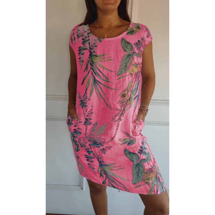 Robe Confortable à Coupe Droite et Encolure Ronde