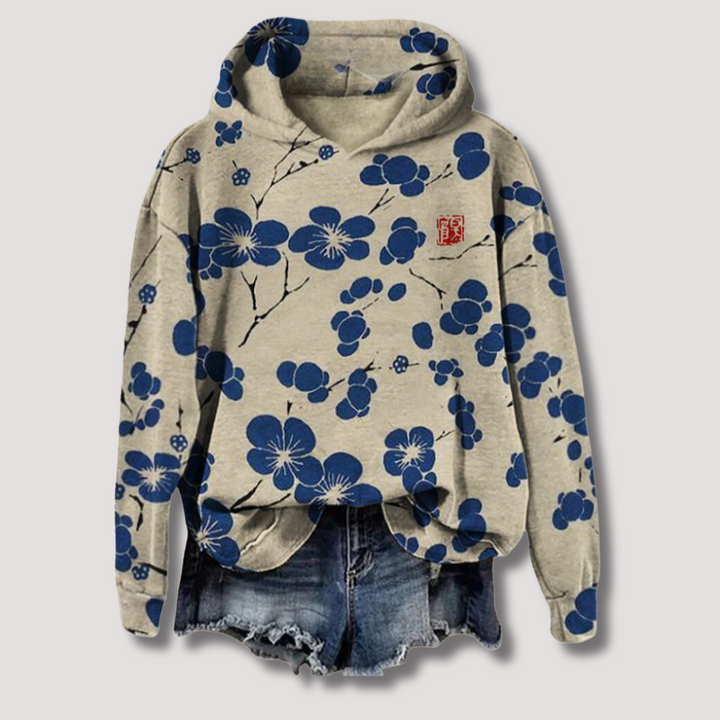 Pull léger à imprimé floral avec capuche