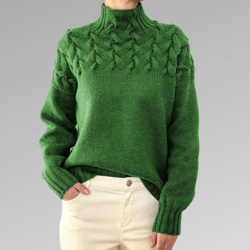 Elisa - Pull tricoté avec col montant tressé