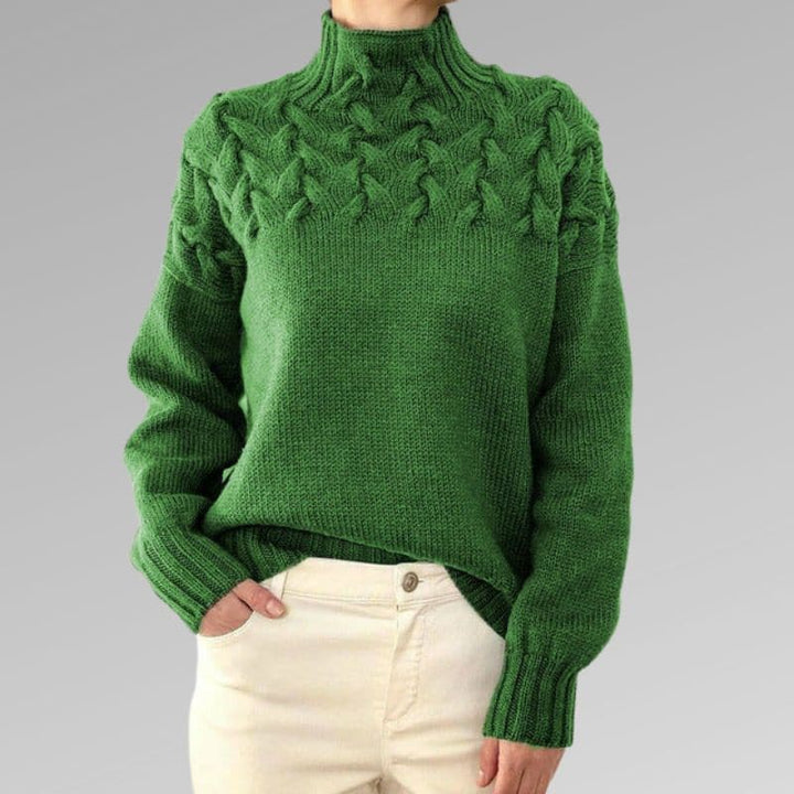 Elisa - Pull tricoté avec col montant tressé