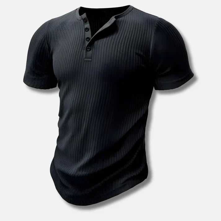 T-shirt slim fit pour homme avec fermeture à boutons