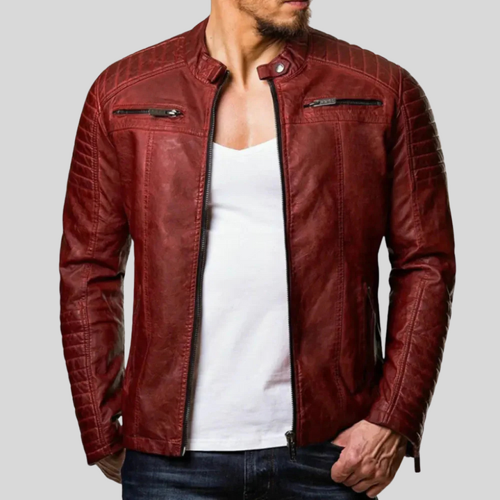 Veste en cuir coupe-vent pour homme
