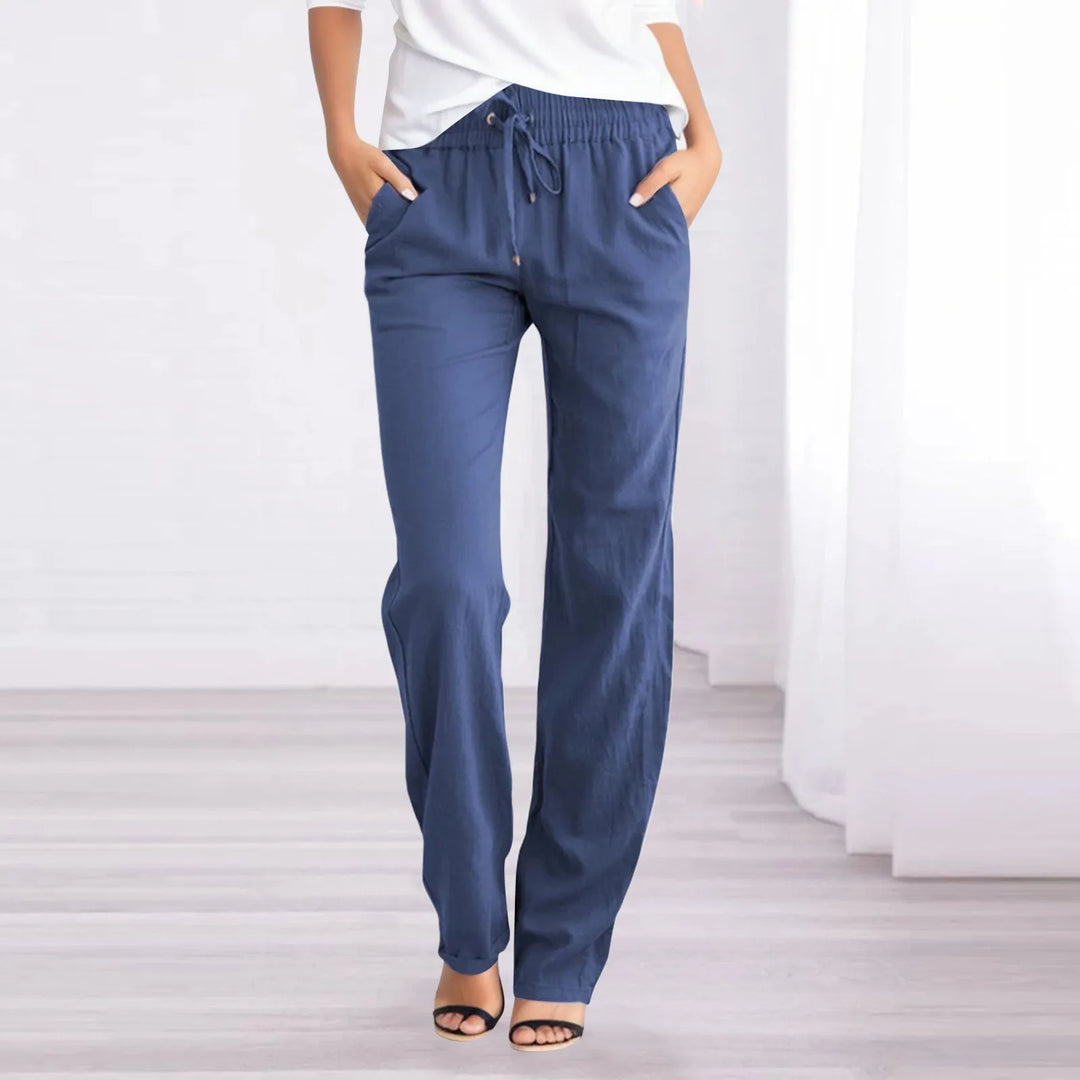Pantalon aéré en coton et lin pour femme