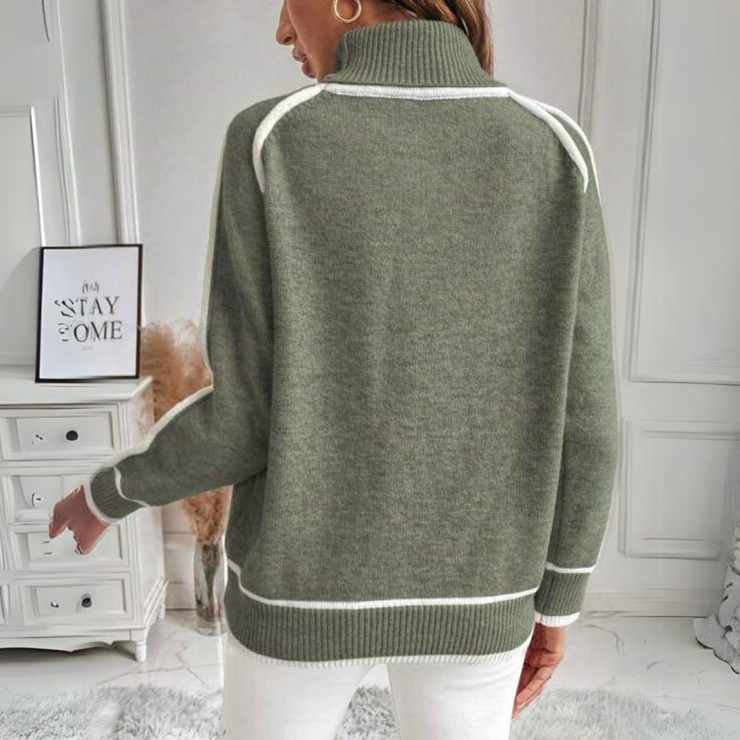Cera - Pull tricoté en luxe vert olive