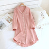 Chemise de nuit légère en gaze de coton rayée pour femme