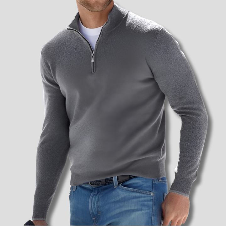 Pull en tricot de coton pour homme avec col zippé