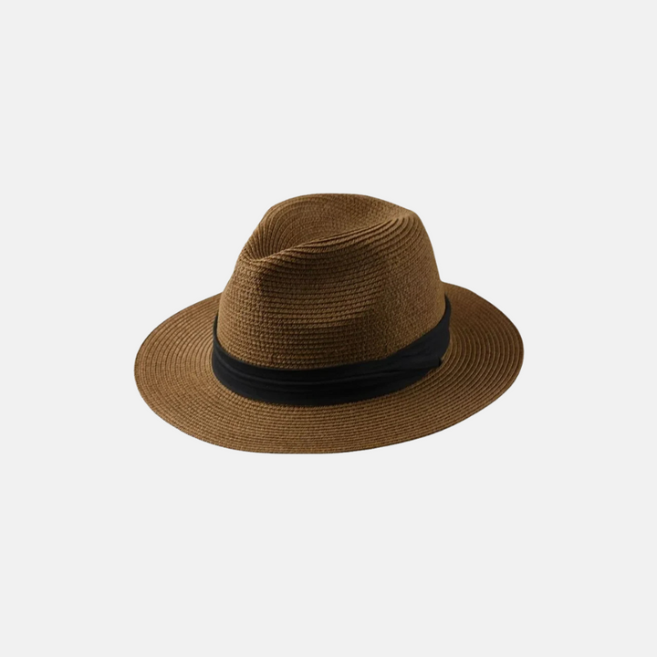 Chapeau de paille à large bord pour protection solaire