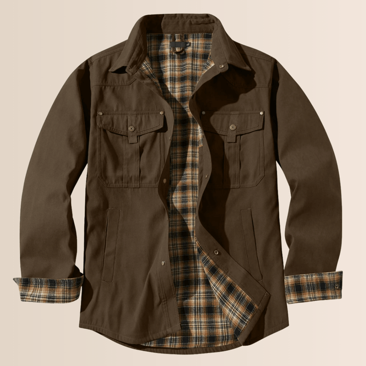 Veste à carreaux en flanelle vintage pour homme