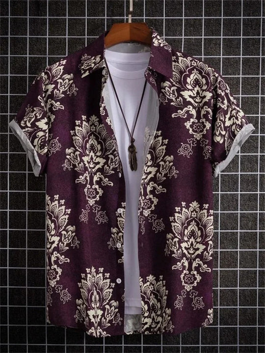 Chemise hawaïenne à imprimé floral 3D