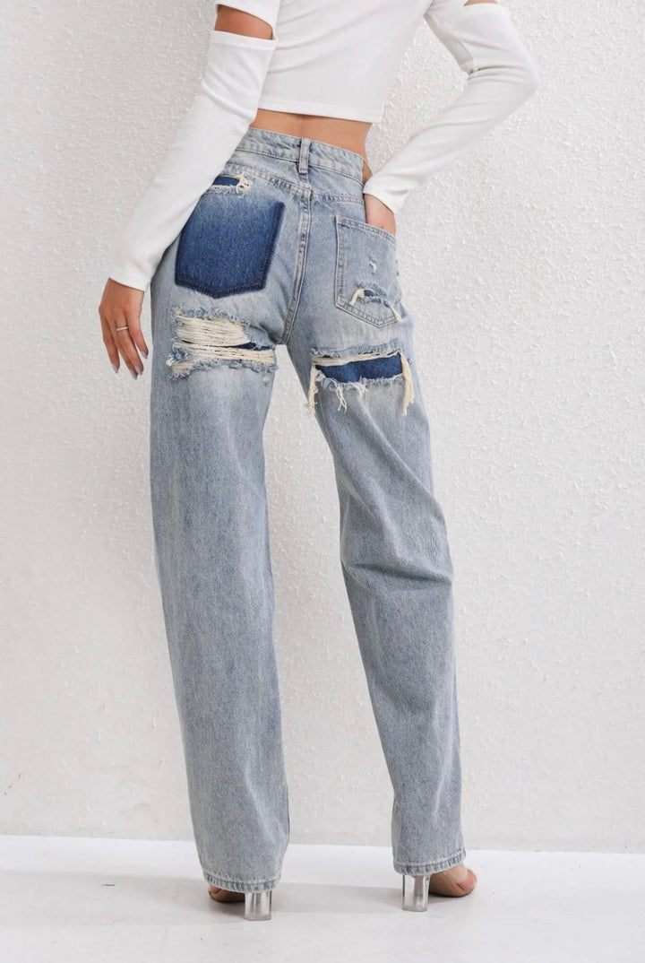 Jeans déchirés vintage pour femmes
