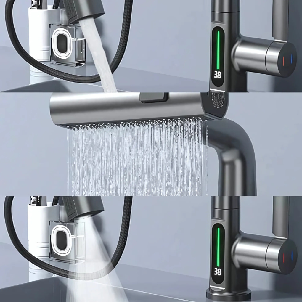 Robinet LED flexible pour cuisine et salle de bain
