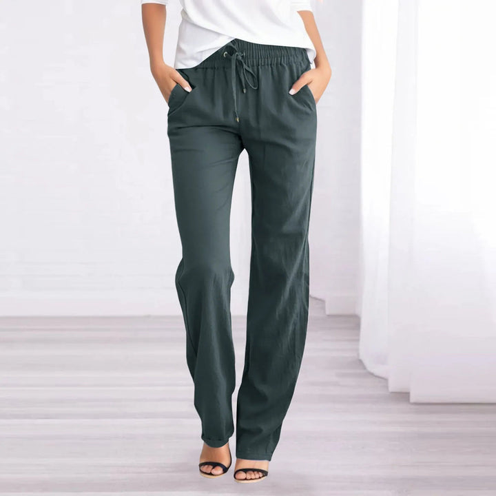 Pantalon aéré en coton et lin pour femme