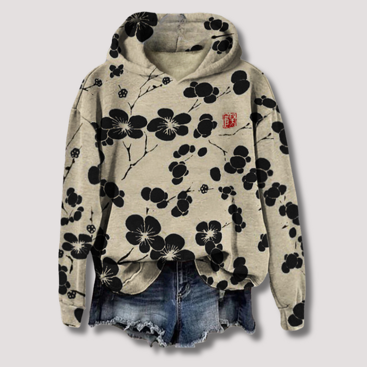 Pull léger à imprimé floral avec capuche