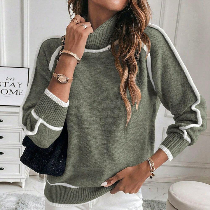 Cera - Pull tricoté en luxe vert olive