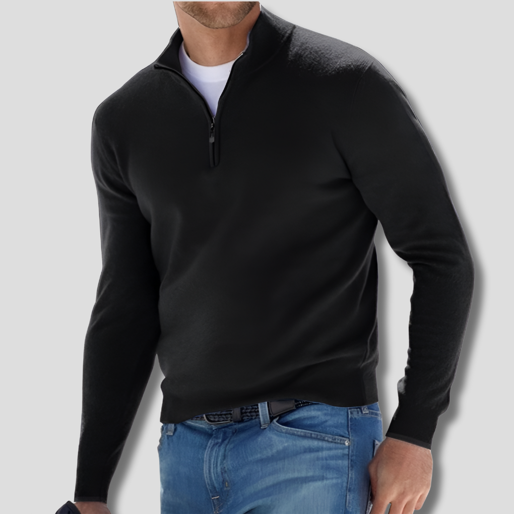 Pull en tricot de coton pour homme avec col zippé