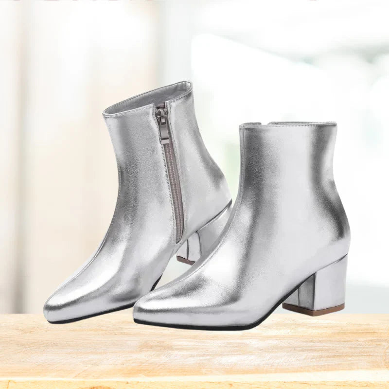 Bottines argentées élégantes pour femmes