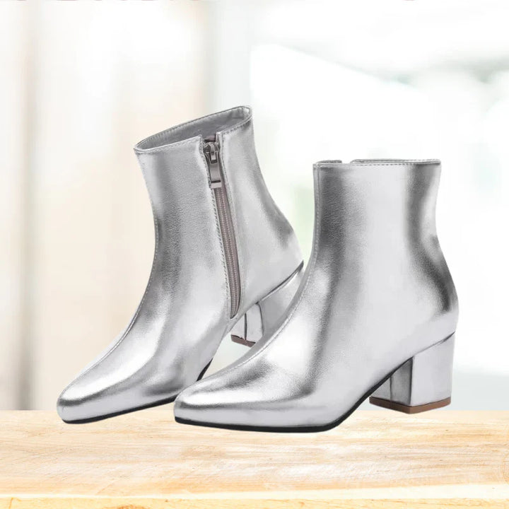 Bottines argentées élégantes pour femmes