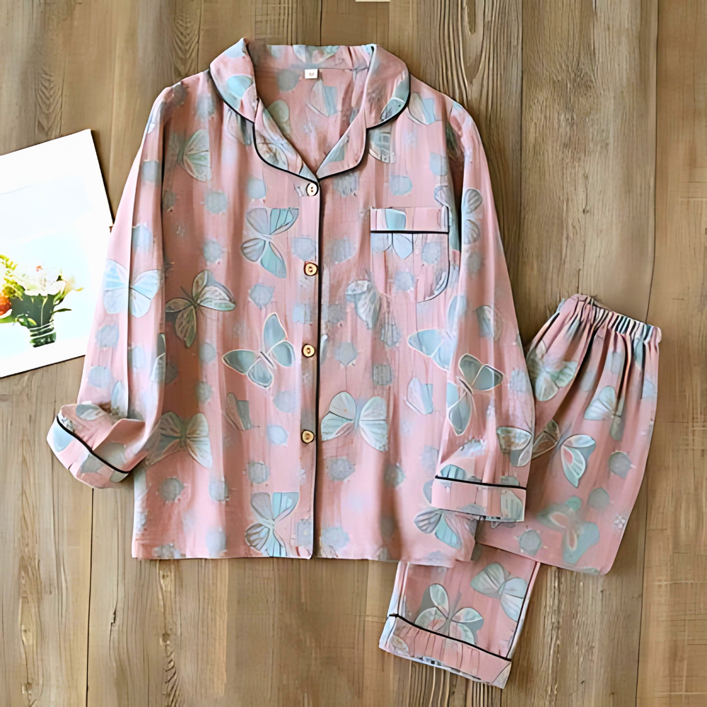 Pyjama 2 pièces en coton avec imprimé papillon
