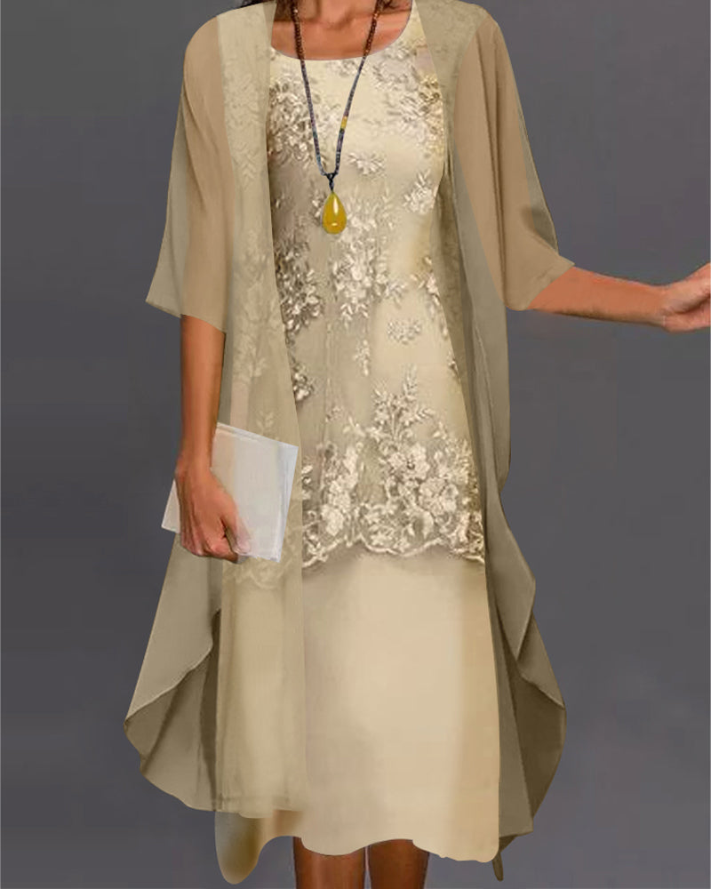 Robe Élégante Deux Pièces en Chiffon