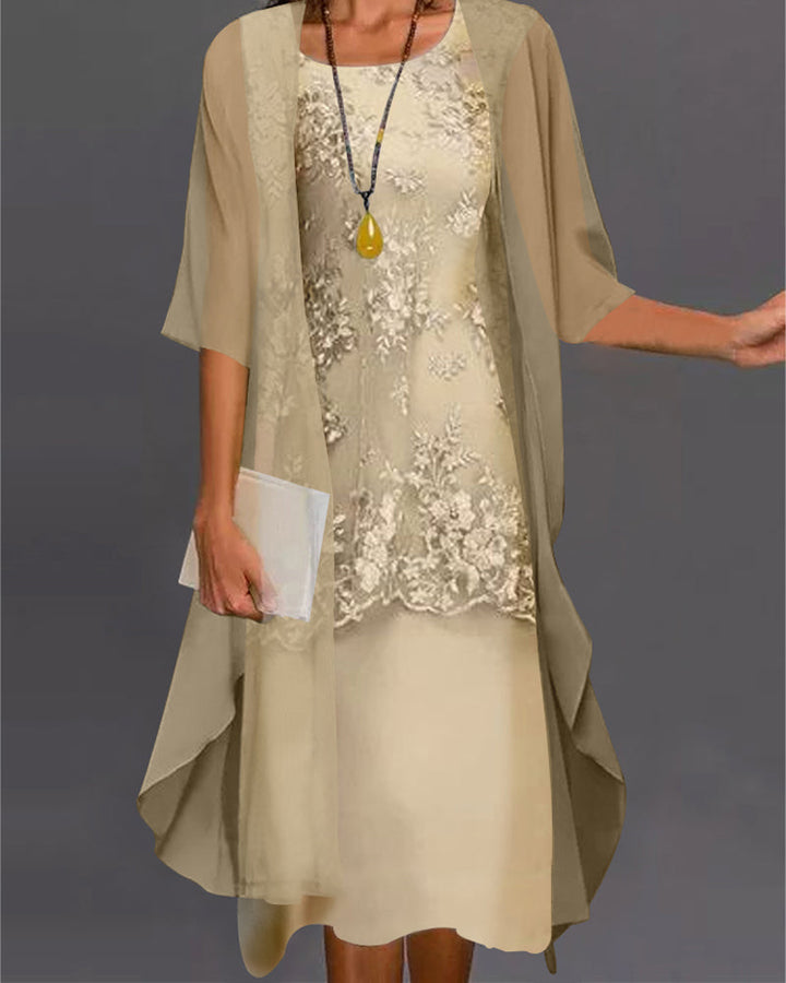 Robe Élégante Deux Pièces en Chiffon