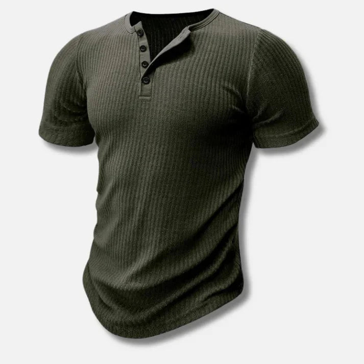 T-shirt slim fit pour homme avec fermeture à boutons