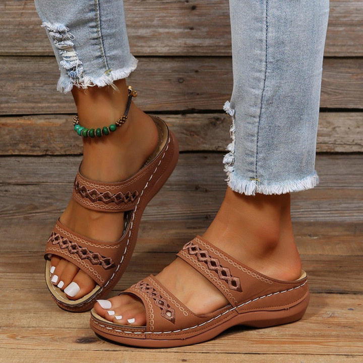 Clara – Sandales d'Été à Double Bride pour Femmes avec Talon Compensé