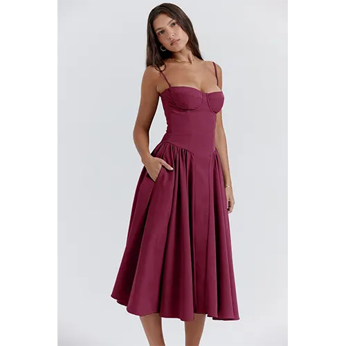 Robe Corset Élégante Midi pour Femme