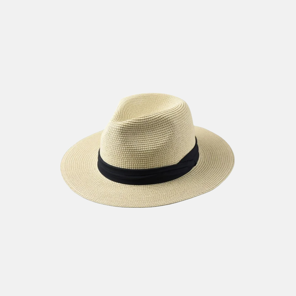 Chapeau de paille à large bord pour protection solaire
