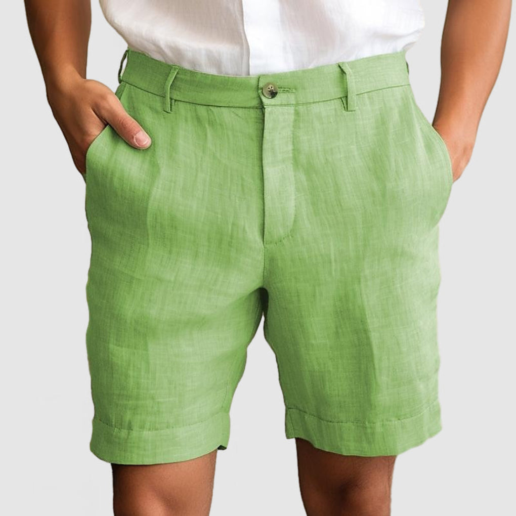 Short décontracté en coton et lin pour homme