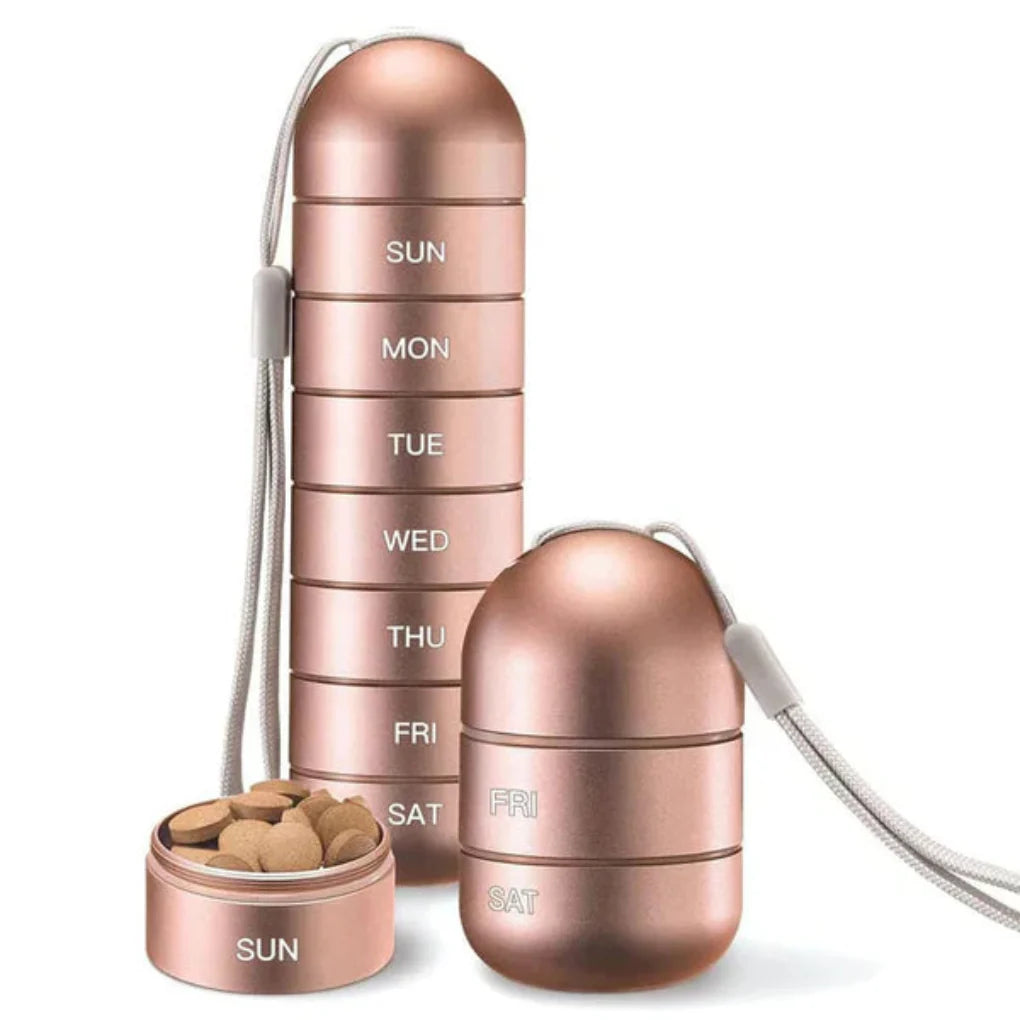 Pilulier portable en aluminium pour 7 jours