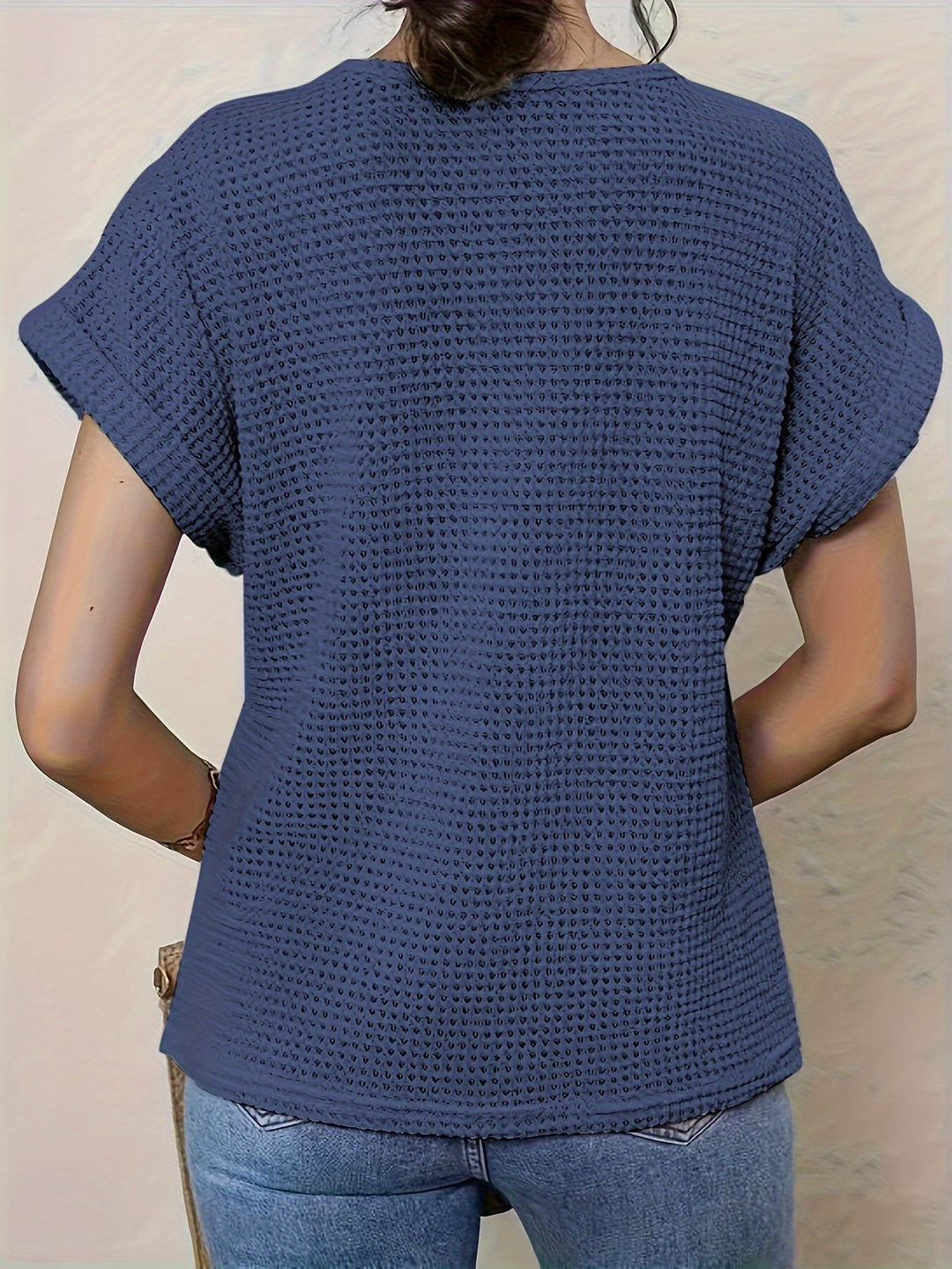 Inidana – T-shirt élégant en dentelle à manches courtes et col rond