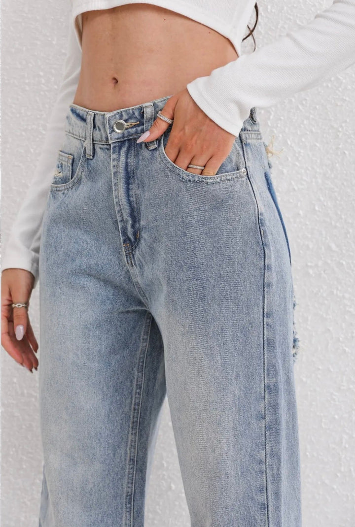 Jeans déchirés vintage pour femmes