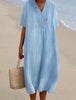 Robe de plage décontractée à col en V et manches courtes
