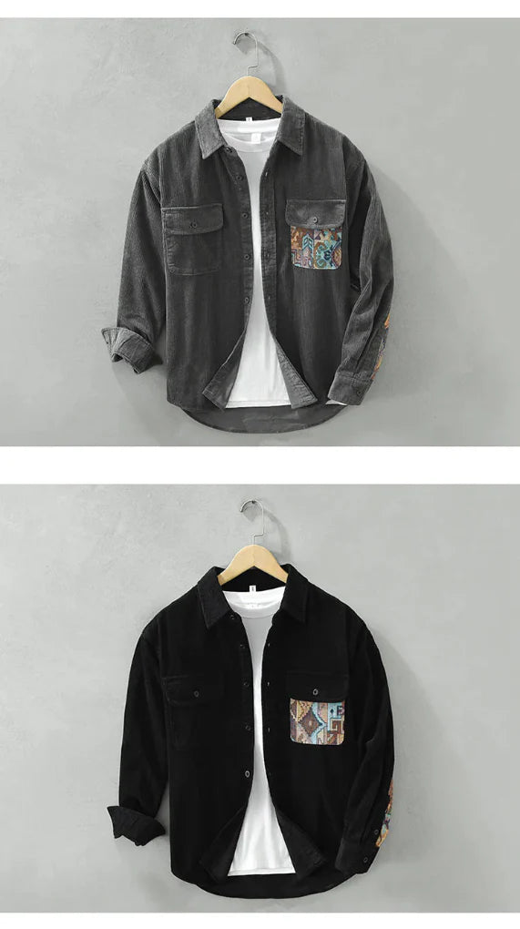 Chemise à manches longues vintage pour homme, style classique