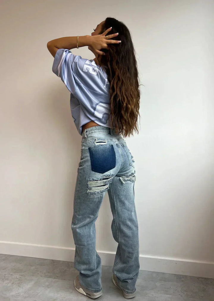 Jeans déchirés vintage pour femmes